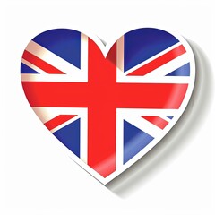 Obraz premium Sticker of England flag with heart on white background. Concept country, politics, world champion, Olympics, Europe, sport, competition, elections, president, banner, nation, symbol, travel.