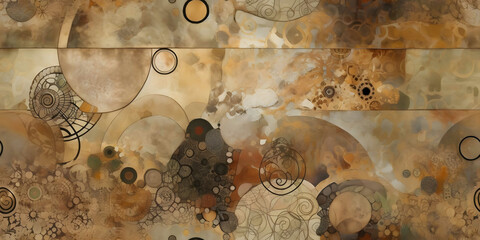 Megascan texture on concrete with beige, brown and gold in the style of Gustav Klimt as a part of an infinite sky - obrazy, fototapety, plakaty