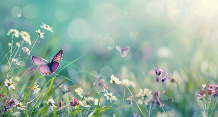 Tranquil Wings Butterflies Gracefully Fluttering Amid Purple Blooms