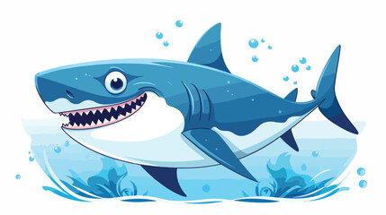 Illustration of a shark under the sea flat cartoon