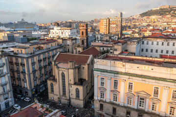Obraz premium Aerial View of a Historic Church and Other Buildings in Naples Italy