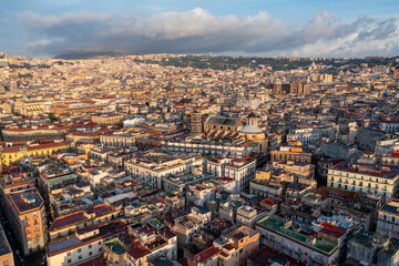 Obraz premium Aerial View of the Cityscape and Historic Buildings in Naples Italy