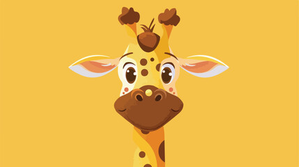 Illustration of a smiling giraffe flat cartoon vact