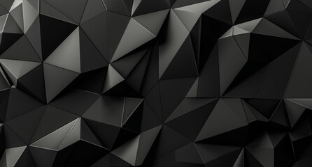 Dynamic Dark Abstract with Low Poly Geometric Shapes on Black