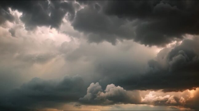 dramatic sky with stormy gray clouds, Hurricane rainy weather nature background
