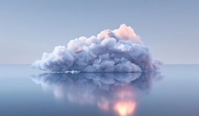 Glowing Clouds: Minimalistic 3D Artwork of Floating Beauty