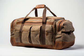 Brown Nylon Duffel Bag: Masculine Men's Travel Gear with Dark Grey Accents