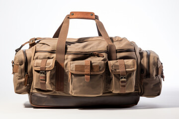 Men's Nylon Duffel: Brown Travel Bag with Grey Accents for Stylish Adventurers