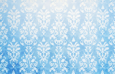 Soft Gradient Blue Damask Background
