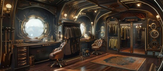 Victorian Elegance in a Steampunk Airship A Luxurious Dressing Room
