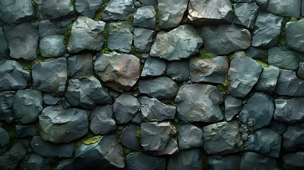 Fotobehang Pared antigua de piedra con musgo © puffin