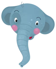 Möbelaufkleber cartoon scene with elephant on white background looking and smiling - illustration for children © agaes8080