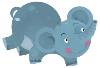 Foto auf Acrylglas cartoon scene with elephant on white background looking and smiling - illustration for children © agaes8080