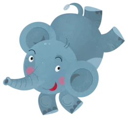 Outdoor kussens cartoon scene with elephant on white background looking and smiling - illustration for children © agaes8080
