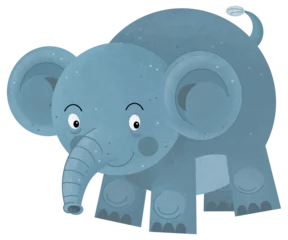 Tuinposter cartoon scene with elephant on white background looking and smiling - illustration for children © agaes8080