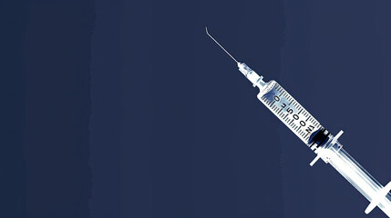 world Immunization Week, April 24-30 , a vaccine syringe on one corner of blue background, Immunization awareness month card banner portrait 