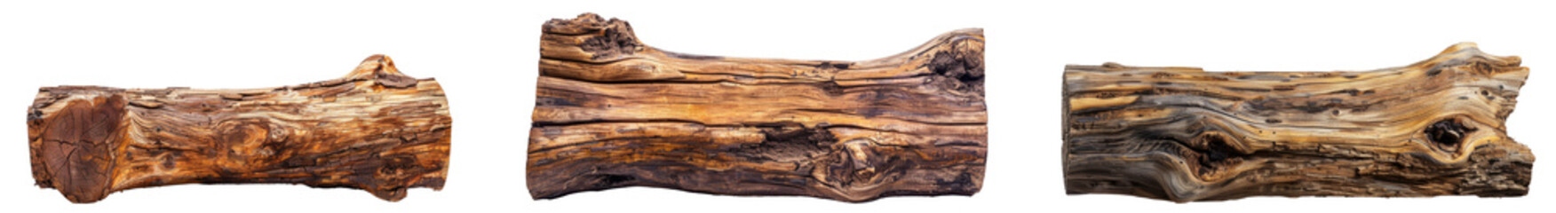 Textured Wood Log set Isolated