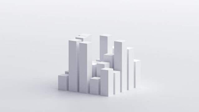 Abstract animation, white geometric graph, 4k seamless looped video, 3d render