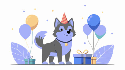 Paw-ty Time: A Beautiful Cartoon Vector of a Dog’s Birthday Celebration