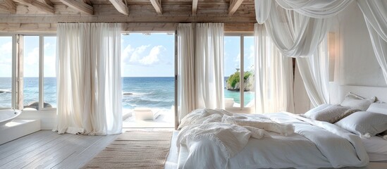 Seaside Villa Escape A Romantic Bedroom with Ocean Breezes