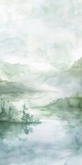 Obraz na płótnie Canvas A serene watercolor landscape texture, blending the tranquil beauty of Lakeland with soft, dreamy hues created with Generative AI Technology