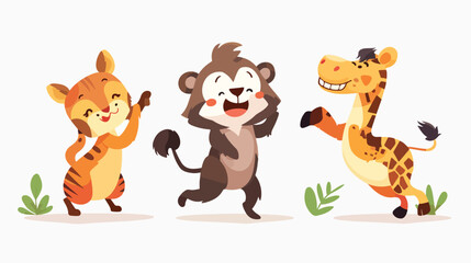 Illustration of three wild animals playing flat 