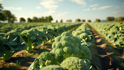 broccoli farm, grows broccoli for consumption - obrazy, fototapety, plakaty