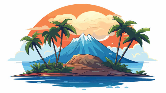 Island emblem image flat cartoon vactor illustratio