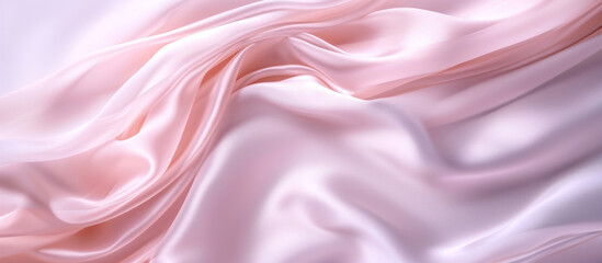 Beautiful background luxury cloth with drapery and wavy folds of pastel pink color creased smooth...