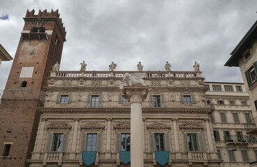 Maffei palace in Erbe square, Verona, Italy