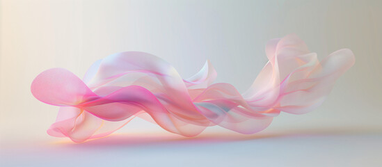 3d render of abstract fluid shape made from pink and white lines, floating in the air, gradient background, soft lighting, cinema4D, high resolution


