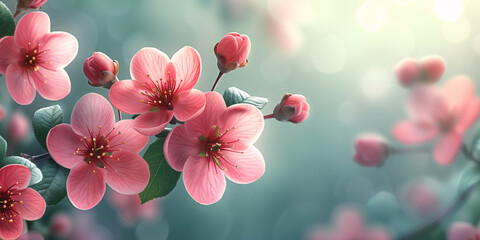 Beautiful spring banner with  flowers in pastel colors, copy space	