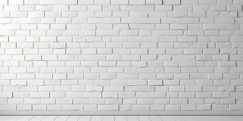 White brick wall and wooden floor. 3d render illustration mock up