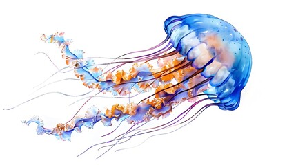 Obraz na płótnie Canvas Watercolor jellyfish animal on a white background illustration