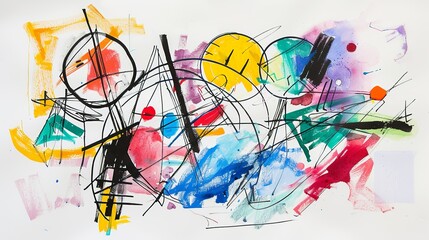 A drawing of an abstract painting in the style of colorful 