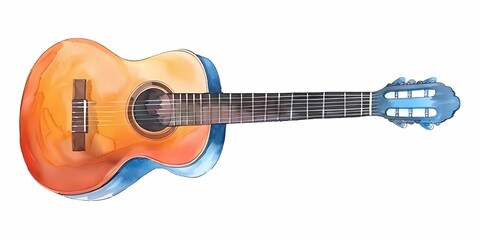 stock image of a guitar on a simple isolated background, and an image