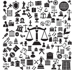 Justice and investigation icons, justice and investigation vector illustrations, justice icons 