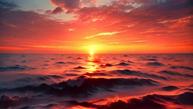 Beautiful seascape. Sunset over the sea. 3d render, AI Generated