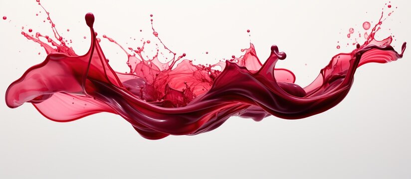 Splashes of flowing red wine juice frozen in an abstract futuristic texture isolated on a transparent background