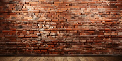 Brick wall and wooden floor. 3d illustration. Mock up