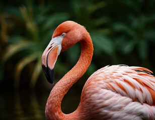 Greater Flamingo (Phoenicopterus roseus) The flamingo is a wading bird in the family Phoenicopteridae, which is the only extant family in the order Phoenicopteriformes - obrazy, fototapety, plakaty