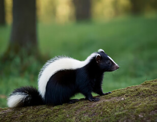 Fototapeta premium Skunks are mammals in the family Mephitidae. They are known for their ability to spray a liquid with a strong, unpleasant scent from their anal glands
