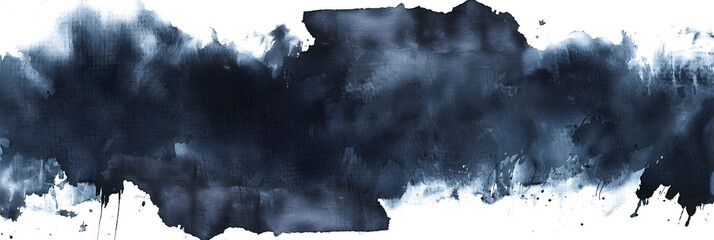 Dark and moody black watercolor wash backdrop on transparent background. - obrazy, fototapety, plakaty