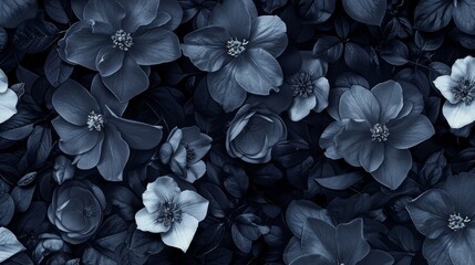 A dark, enticing floral pattern inspired by mysterious and dangerous corners, with nocturnal jasmine blooms and hidden orchids weaving a tale of temptation created with Generative AI Technology - obrazy, fototapety, plakaty