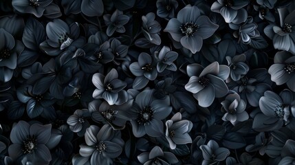 A dark, enticing floral pattern inspired by mysterious and dangerous corners, with nocturnal jasmine blooms and hidden orchids weaving a tale of temptation created with Generative AI Technology - obrazy, fototapety, plakaty