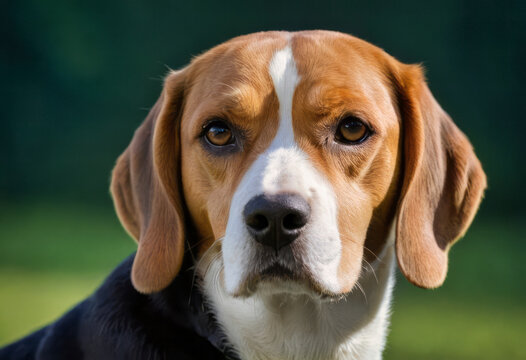 Close-up of a beautiful Beagle dog, a breed of small hound, very suitable for hare hunting, known as beagle