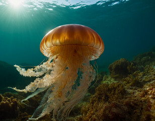 The jellyfish, is a gelatinous marine invertebrate belonging to the phylum Cnidaria. Jellyfish are solitary, free-swimming animals with stinging tentacles that they use to capture prey