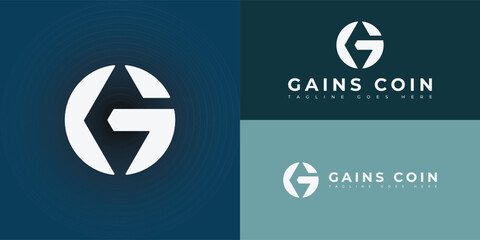 Abstract initial negative-space letter GC or CG logo in white color isolated on multiple background colors. The logo is suitable for financial software company logo icon design inspiration templates.