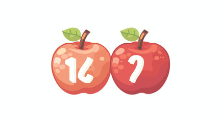 Math couting apple to ten illustration flat cartoon