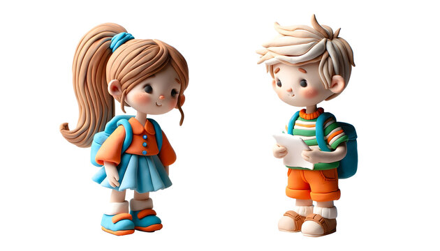 Personnage en p&acirc;te &agrave; modeler : Journ&eacute;e d'&eacute;cole en duo